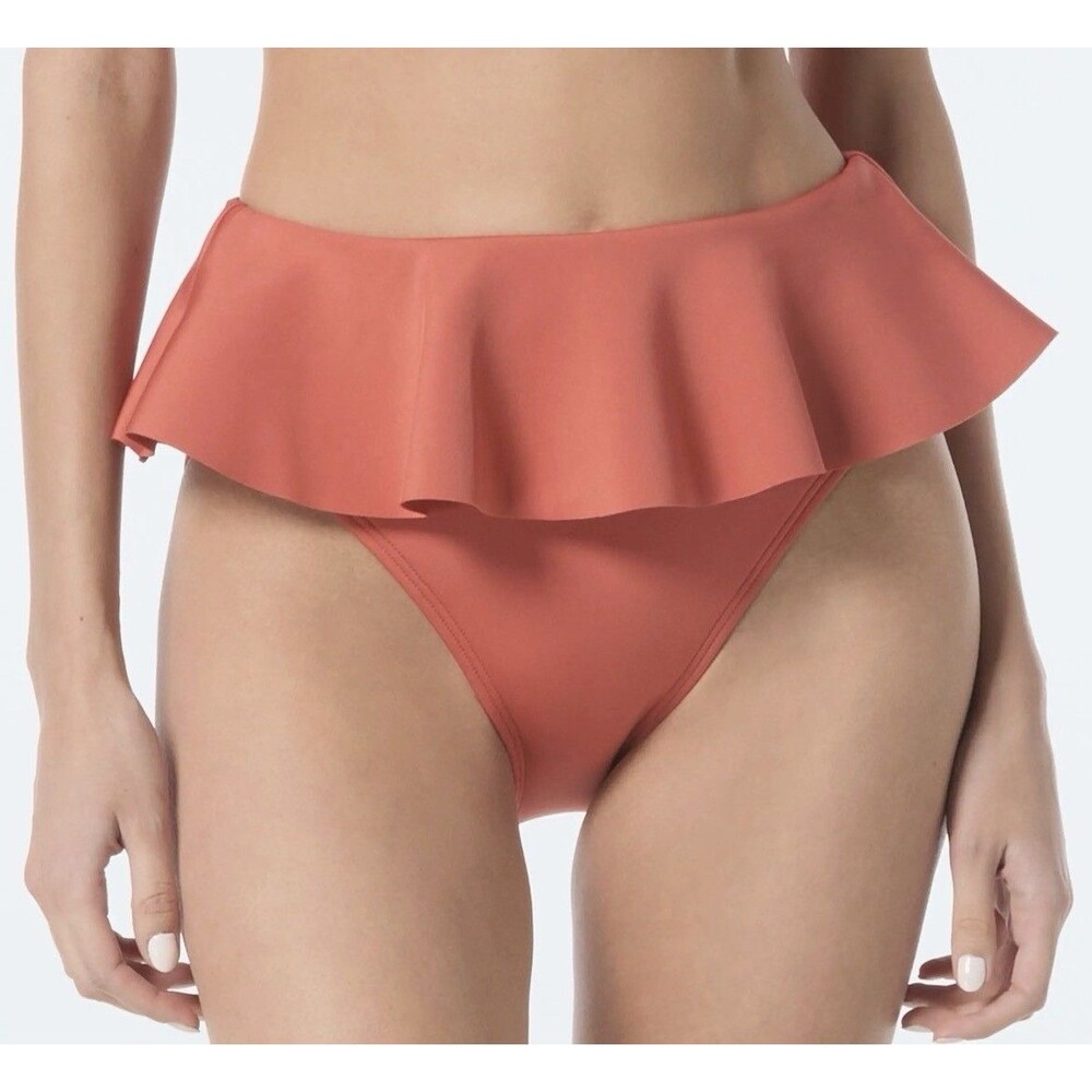 Vince Camuto Women's Skirted High-Leg Bikini Bottoms Orange Size Medium NWT $74 - Picture 1 of 6